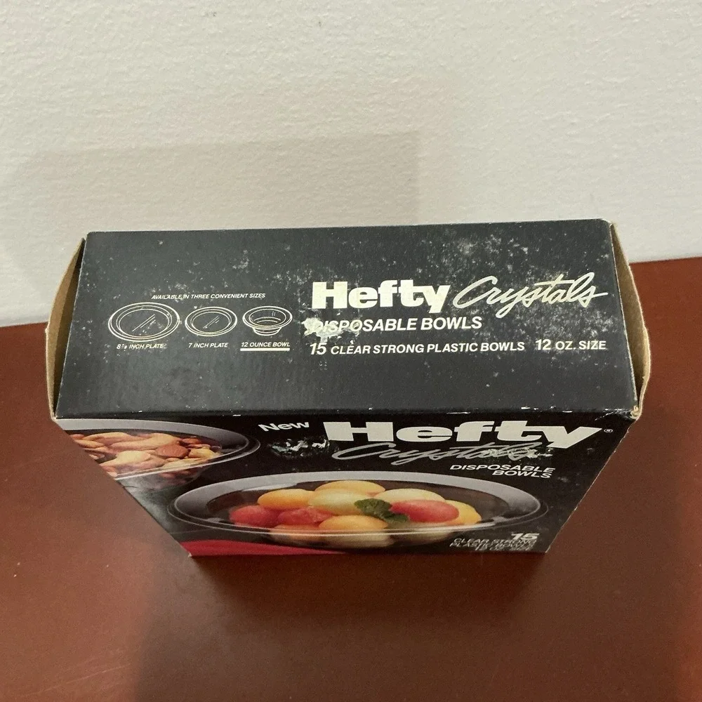 Hefty Crystal 1990 15 Disposable Bowls Variety pack New Old Stock Sealed Vintage
